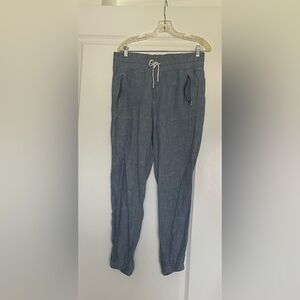 Athleta Retreat Linen Jogger Pants Chambray Blue